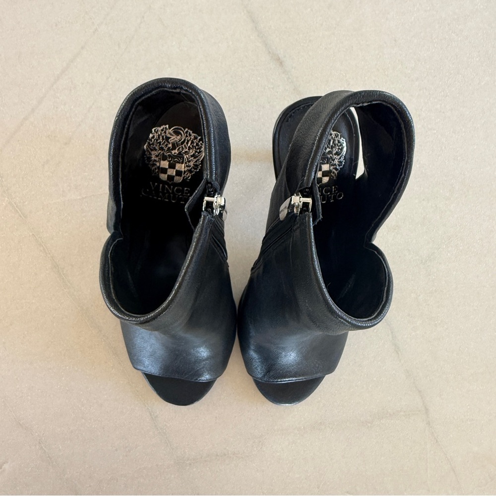 Vince Camuto Cholia Asymmetrical Sandal Bootie Shootie Black Leather Womens 6 - Picture 7 of 11